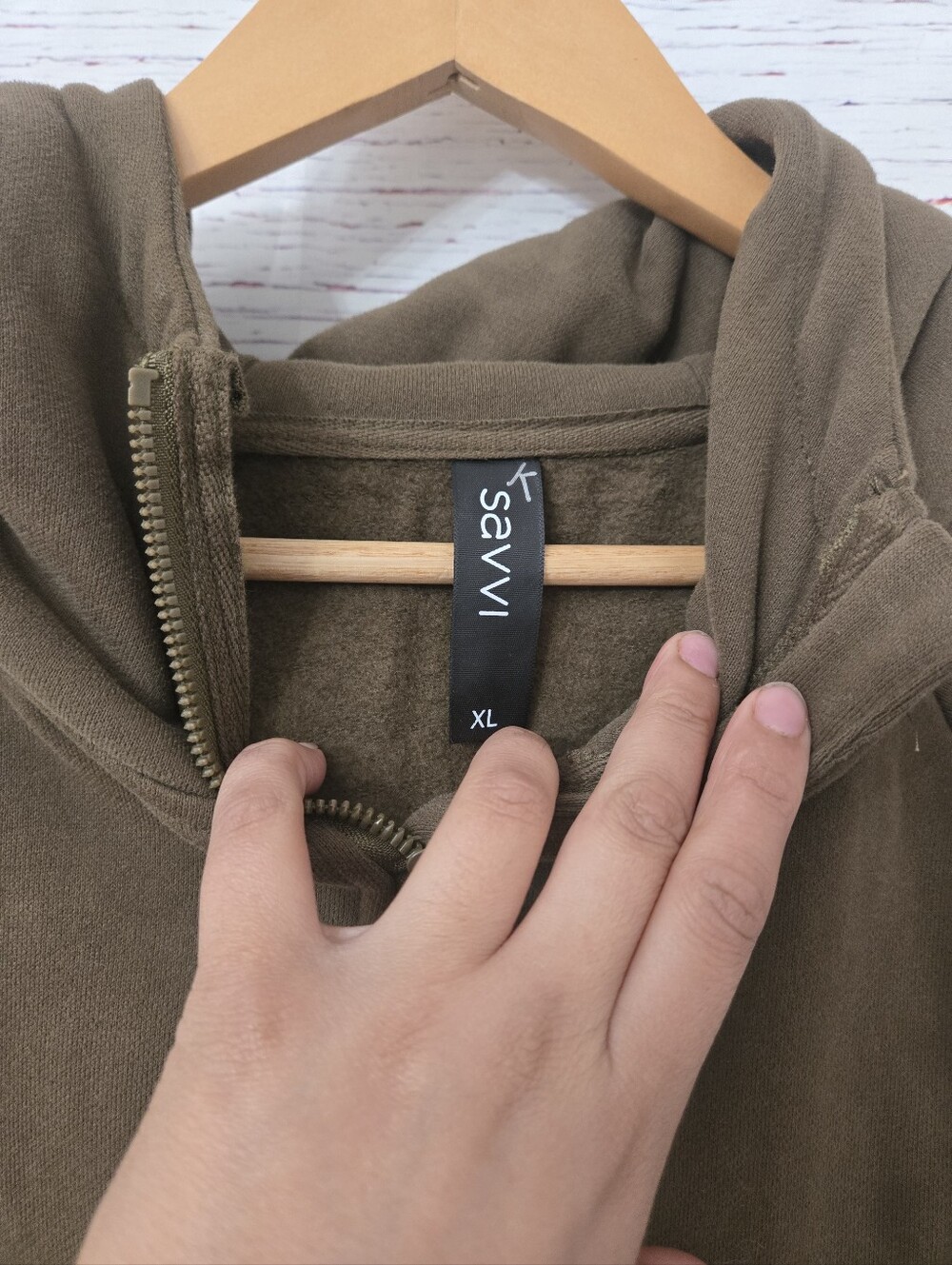 NWOT Savvi Women’s XL Full Zip Hoodie Olive Green Athleisure Jacket - Picture 3 of 16